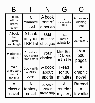 BOOK BINGO Card