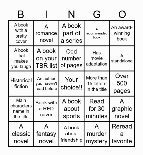 BOOK BINGO Card