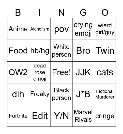 FFQ Bingo Card