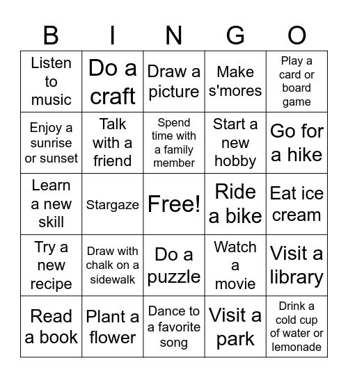 SUMMER DAYS BINGO Card