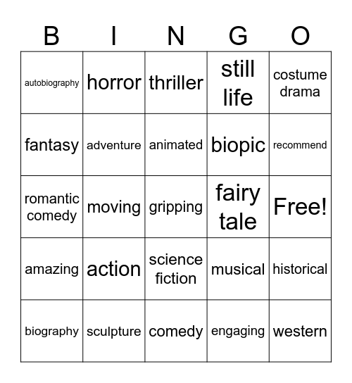 Unit 8 Vocabulary Bingo Card