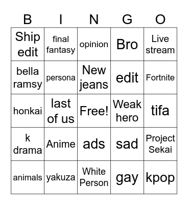 GiselleShanelle Bingo Card