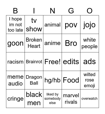 Jah Reels Bingo Card