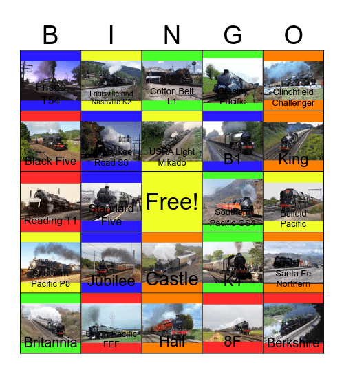 Mainline Steam Series Bingo Card