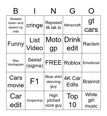 sigma Bingo Card