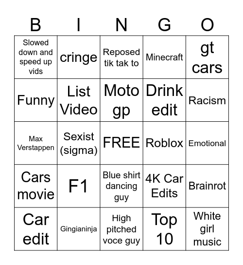 sigma Bingo Card