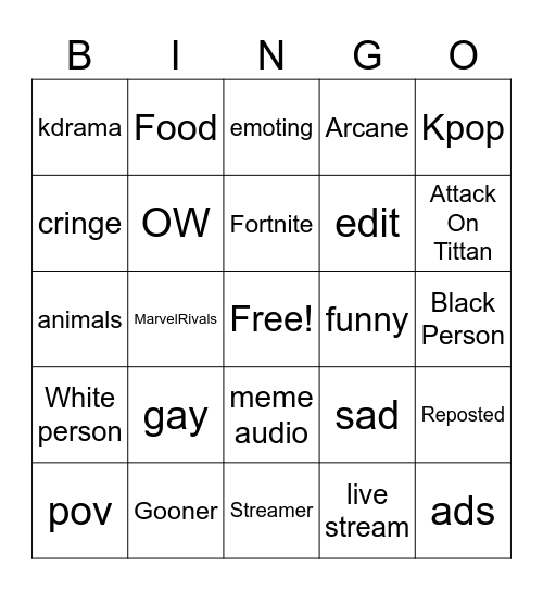 FFQ Bingo Card