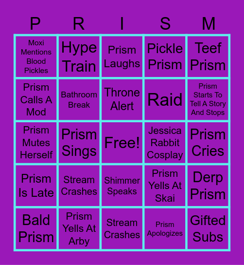 Prism Graduation Bingo Card