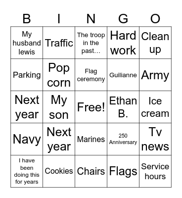 Elizabeth Bingo Card
