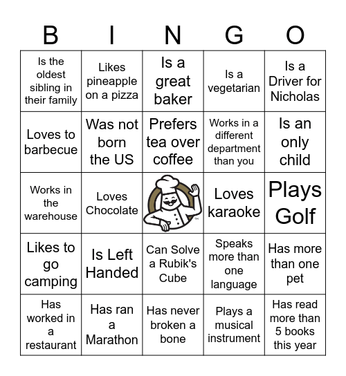 Find a fellow team member who.... Bingo Card