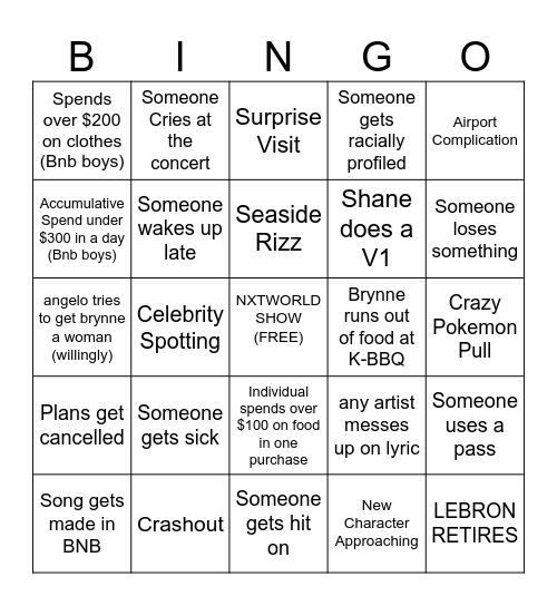 LA Bingo Card