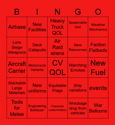 UPDATE 61 Bingo Card