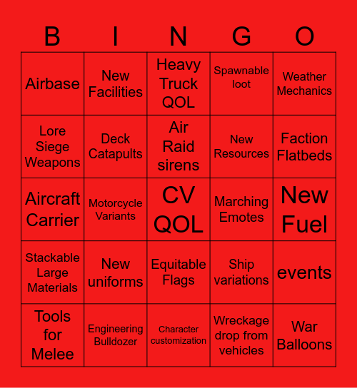 UPDATE 61 Bingo Card