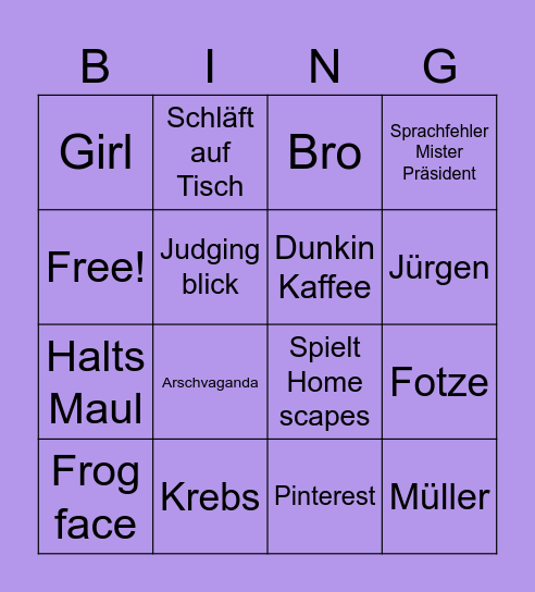 Sophie Bingo Card