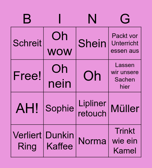 Sella Bingo Card