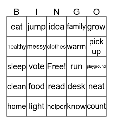 Newcomers      Need/Helpers Bingo Card