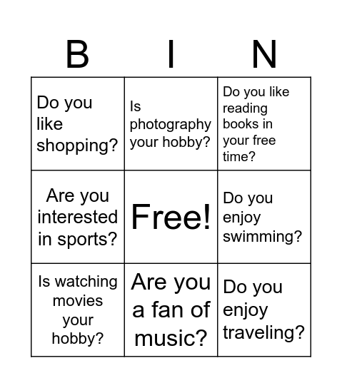 Untitled Bingo Card