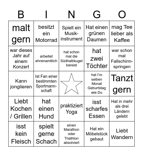 Mix & Mingle Bingo Card