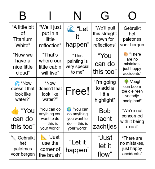 Bob Ross Bingo Card