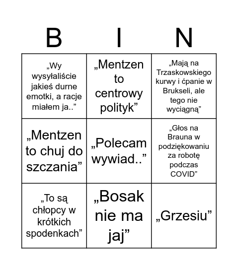 HWK w #polityka Bingo Card