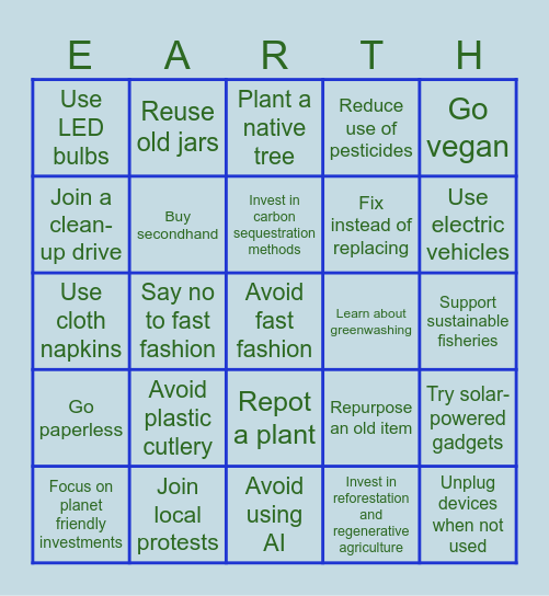 Environment Day! Bingo Card