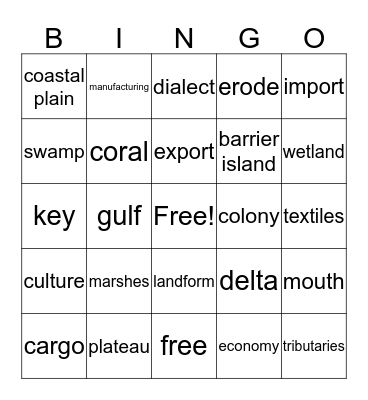 Southeast Bingo Card