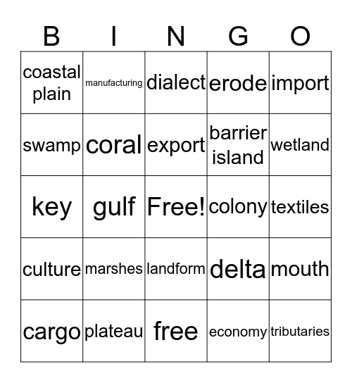 Southeast Bingo Card