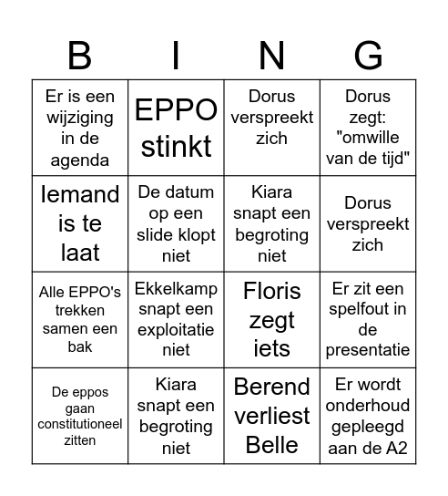 bing Bingo Card