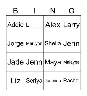 Team Summer 2025 Bingo Card