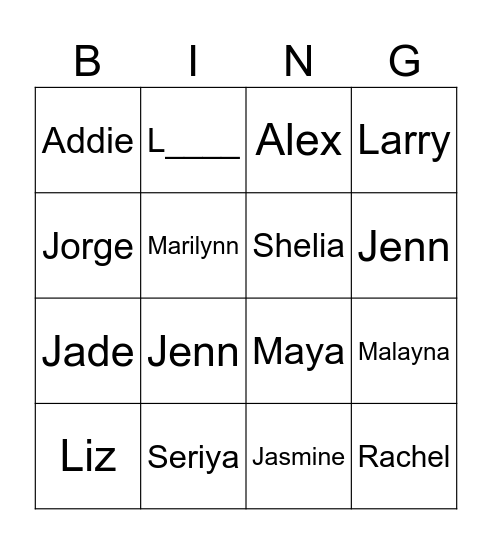 Team Summer 2025 Bingo Card