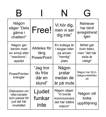 Avelningsmöten Bingo Card