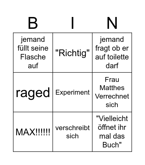 Frau Matthes Bingo Card