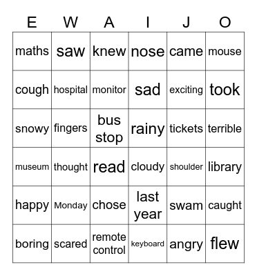 Ewaijo Bingo Card - Movers (2) Bingo Card
