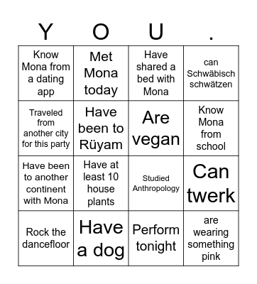 You... Bingo Card