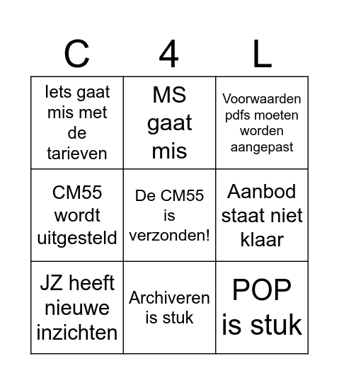 CM55 Bingo Card