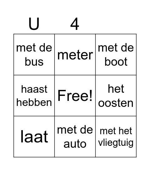 Engelse Bringo! Bingo Card