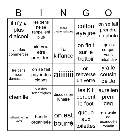 Soirée désinté 2025 Bingo Card