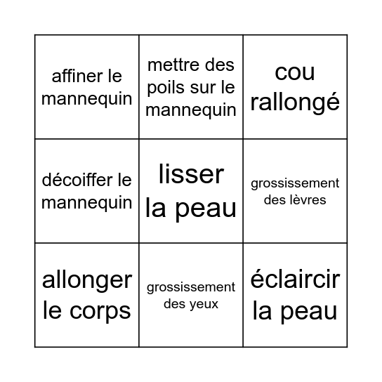 Bingo Mannequin 1/4 Bingo Card