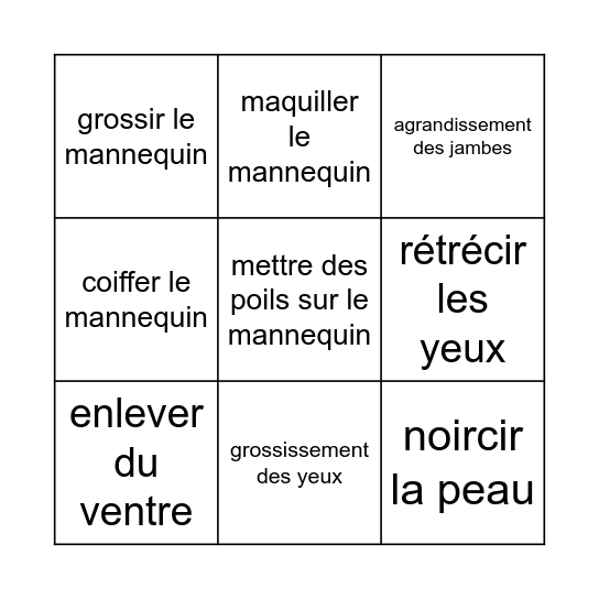 Bingo Mannequin 1/4 Bingo Card