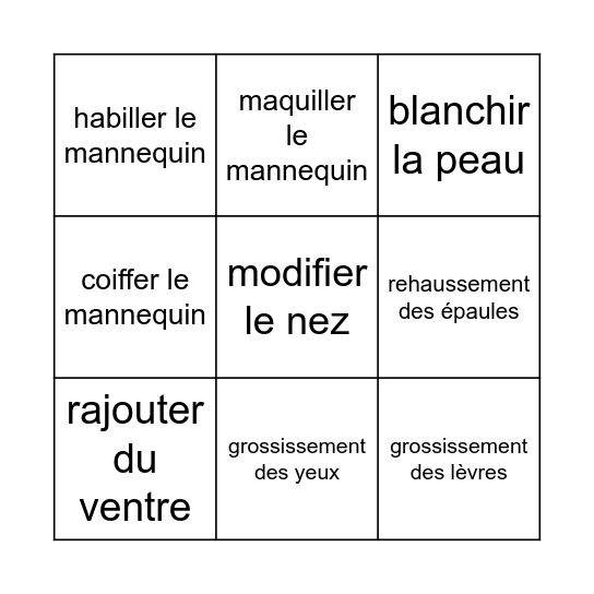 Bingo Mannequin 1/4 Bingo Card