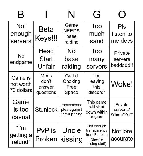 Dune Awakening #general Outrage Bingo Card
