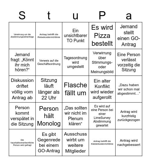 StuPa Bingo Card