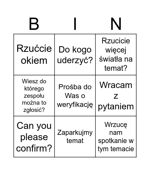 Bingo - Grzesiu edition Bingo Card