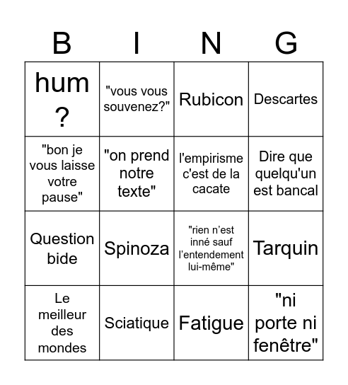 La Goat Bingo Card
