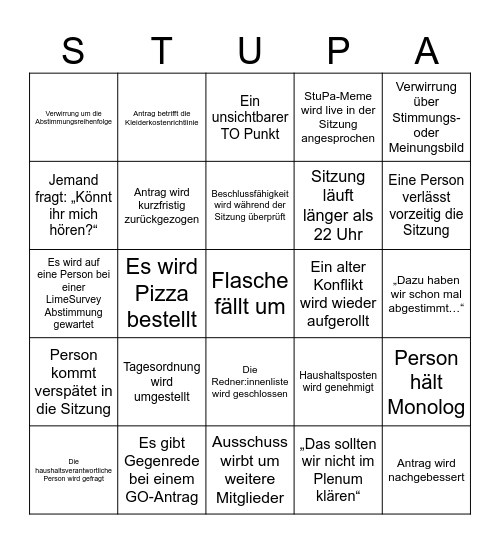 StuPa Bingo Card