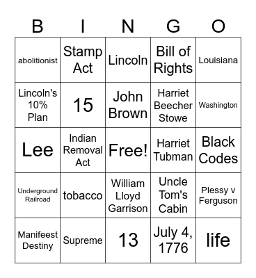USI Bingo Review Bingo Card