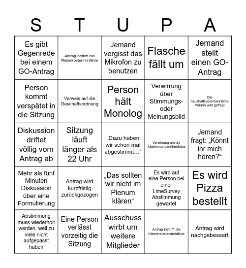 StuPa Bingo Card