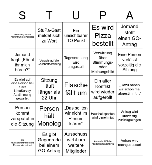 StuPa Bingo Card