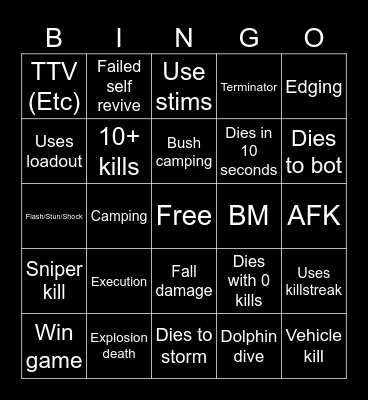 Warzone 2.0 bingo (Credits to: Big Puffer) Bingo Card