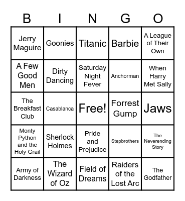 Famous Movie Quotes Bingo Card